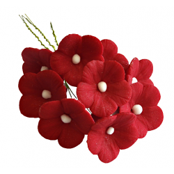 Kwiaty cukrowe dekoracja na tort gałązka czerwony